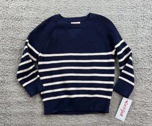Cat & Jack Toddler Girl's Size 4T Crewneck Sweater Navy Stripe - Picture 1 of 5
