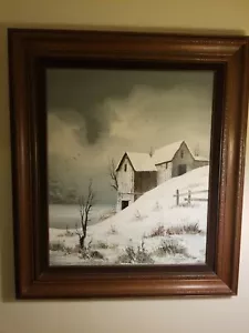 Listed US Artist Everett Woodson Winterscape Minnesota ca1960 Framed - Picture 1 of 3