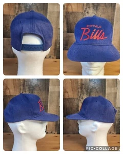 Vintage 90s Sports Specialties Wool Buffalo Bills Script Snapback Hat Distressed - Picture 1 of 17