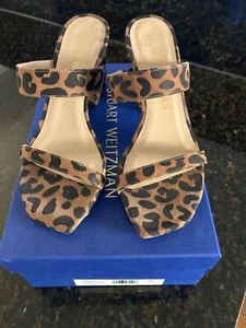 stuart weitzman leopard print high heel sandal. - Picture 1 of 2