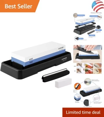 Ultimate Kitchen Knife Sharpening Stone with Non-Slip Base & Angle Guide - 7.1" - Image 1 of 4