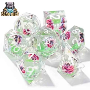 Poly DND Dice Set Liquid Core Polyhedral Die 7PCS Dungeons & Dragons TTRPG Games - Picture 1 of 3