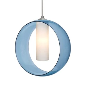 Besa Lighting Plato 1 Light Cord Pendant, Satin Nickel/Blue - 1JT-PLATOBL-SN - Picture 1 of 1