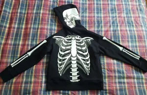 USED GAP kids skeleton glow in the dark Halloween hoodie size M(8) - Picture 1 of 8