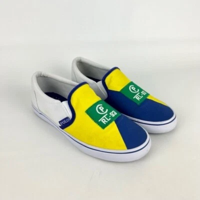Polo Ralph Lauren Landyn Niños Informales Sin Cordones Tenis Amarillo Azul Verde Talla 6 Foto 1 de 4