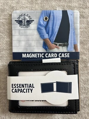 Dockers Black Leather Men’s Wallet Card Case Magnetic RFID Secure NEW - Image 1 of 4