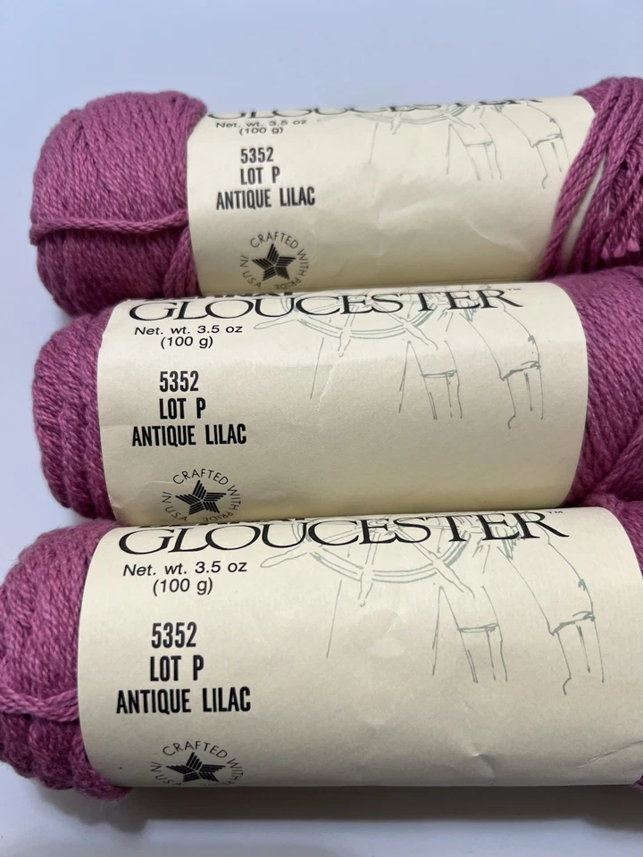 Hilo Bernat Gloucester 100 % algodón 3,5 oz ea. Juego de 3 LILAS ANTIGUAS Lote P Foto 1 de 4