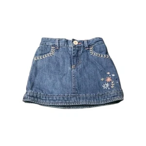 Falda vaquera vintage Osh Kosh niñas 24 meses jean flores bordadas con pantalones de patada - Imagen 1 de 11