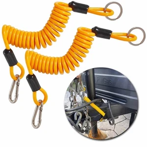 2× 6FT Trailer Breakaway Cable Heavy Duty Towing Brake Safety Spring Coiled Cord - Bild 1 von 9