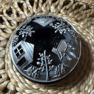 Candleberry Company Candleberry Topper Silvertone Casa Árboles Otoño Amigos, Familia Foto 1 de 4