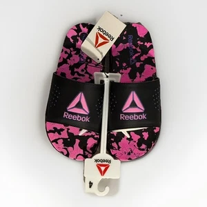 Reebok Pervade Dual Density Comfort Slide Sandals Shoes Black Pink Girls 4 NEW - Picture 1 of 10