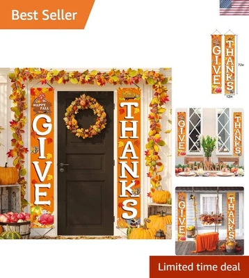 DAR GRACIAS Banner Colgante - Decoración de Temporada para Reuniones de Acción de Gracias 72"x12" Foto 1 de 4