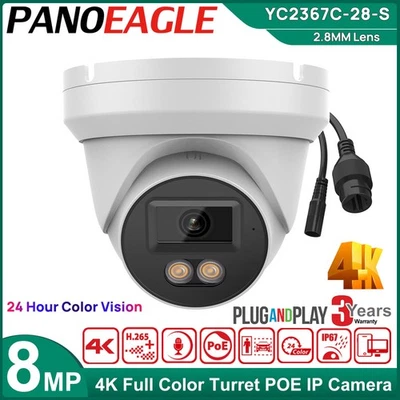 Panoeagle 8MP 4K 24h FullColor Vision MIC Home Security IP Camera YC2367C 2.8MM