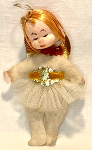 Verdadero Vintage MCM Angel Pixie Navidad Adorno Tul Falda Alas Doradas Cinturón Terciopelo - Imagen 1 de 8