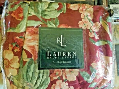 Ralph Lauren Desert Plains Floral King Bed skirt 100% Sateen Cotton New Vintage - Image 1 of 3