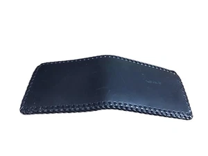 Vintage handgefertigte schwarze Leder-Geldbörse schwarz Peitschenstich Doppelfaltung Handarbeit - Bild 1 von 4
