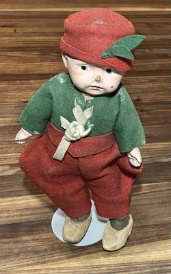 Boneca personagem menino holandês Madame Hendren 1915 11” composição e pano com excelente - Imagem 1 de 4