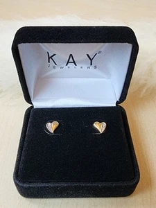 💕 14k Solid Yellow Gold Heart Love Earrings - Not scrap - Picture 1 of 9