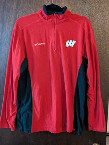 Columbia Medium University Wisconsin Badgers 1/4 Zip Sweater - Picture 1 of 6