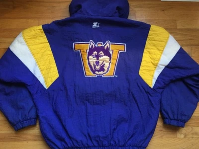 Vtg Washington Huskies Starter Jacket 90s Hoody Parka Pullover Coat UW XL / 2XL - Image 1 of 4