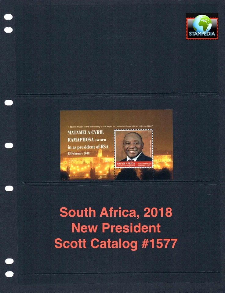 $0,60 Scott значение - 2018 ЮЖНАЯ АФРИКА новый президент s/s Рамафоса MNH NH UMM - Изображение 1 из 4