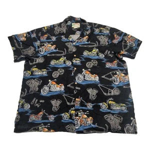 Paradise Found Hawaiian Shirt Vintage Men's 2XL Black Motorcycle Chopper EUC - Picture 1 of 4