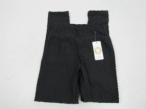 Angela Babe Mid-Rise Women's Black Popcorn Pull-On Yoga Pants - Picture 1 of 40