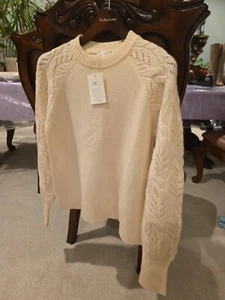 Kinross Cashmere Sweater, Size M/M LFSC2-127 Pearl - Picture 1 of 8