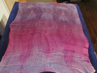Hand Dyed Gauze Fabric Pink Red Purple Shaded Sheer Light Weight 36x36" D9j - Image 1 of 4