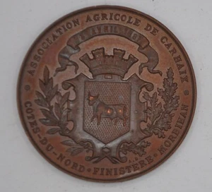 Médaille de table - CARHAIX (Finistère) 1887 concours animaux de boucherie d=42m - Bild 1 von 2