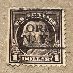 NEW YORK NY PERCANCEL TYPE L-5E $1 DENOM 1912-1919 FRANKLIN /CL39 - Picture 1 of 2