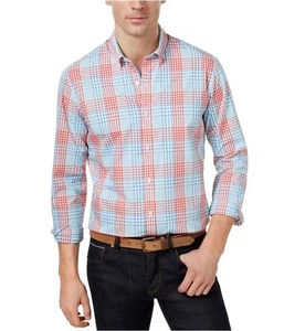 Club Room Men's Plaid Button-Down Long Sleeve Shirt, Lipstick Coral, Size L - Picture 1 of 1