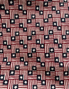 Red White Blue Flags Stripes Star Squares Patriotic Fabric 1 yd X 45” Cotton - Picture 1 of 3