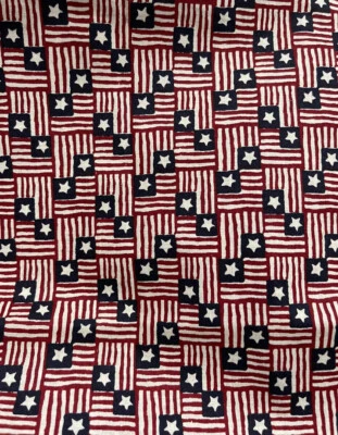Red White Blue Flags Stripes Star Squares Patriotic Fabric 1 yd X 45” Cotton - Image 1 of 3
