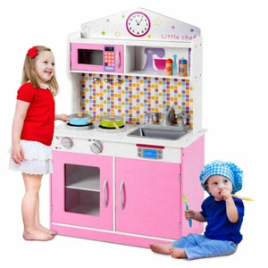 Kids Wooden Pretend Cooking Playset Kitchen Toys Cookware Play Set Toddler Fun - Picture 1 of 7