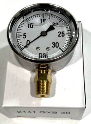 Liquid Filled Pressure Gauge 30PSI GXB 2141 1/2" Threads - Image 1 of 4