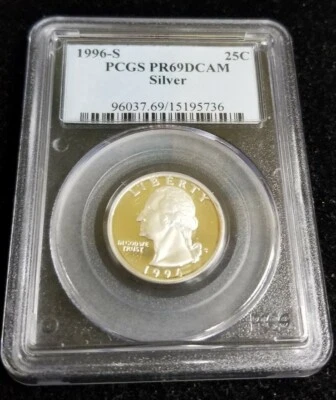 1996-S  Proof Washington Silver Quarter PCGS PR69DCAM Deep Cameo  - Image 1 of 2