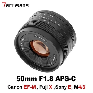 7artisans 50mm F1.8 APS-C Large Aperture Lens For Canon EOS-M Fuji X Sony E M4/3 - Picture 1 of 11