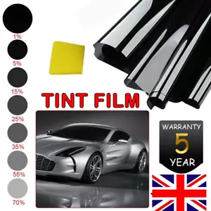 SUPER DARK BLACK CAR WINDOW TINT FILM KIT TINTING LIMO 5% 75CM x 6M UK - Picture 1 of 15