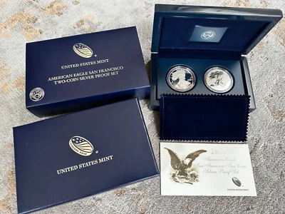 2012-S Reverse Proof SILVER EAGLE 2 Coin San Francisco Set W/OGP, Box & COA - Image 1 of 4