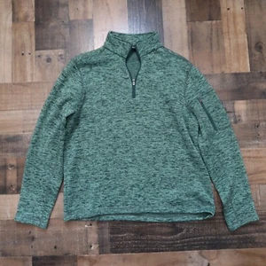 Lands End Mens Large Green 1/4 Zip Pullover Fleece Sweater Zipper Arm Pocket - Picture 1 of 6