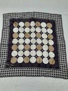Pierre Cardin paris foulard scaf bianco viola scuro beige 100% seta silk pois - Foto 1 di 7