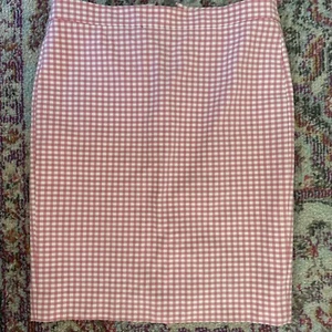 Vtg Pink Gingham Checked JCrew No 2 Pencil Skirt Preppy Sorority 8 Women’s 23inc - Picture 1 of 7