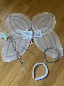 Ein Set Engel Glitzer weiße Flügel, Heiligenschein Stirnband und Stern Zauberstab - Bild 1 von 2