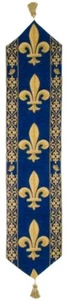 183 X 33CM FLEUR DE LYS LINED BELGIAN TAPESTRY TABLE RUNNER WITH TASSLES 9300/33 - Picture 1 of 6