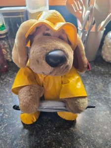 Singing in the Rain Musical Dog Soft Toy in Raincoat and Umbrella - Picture 1 of 6