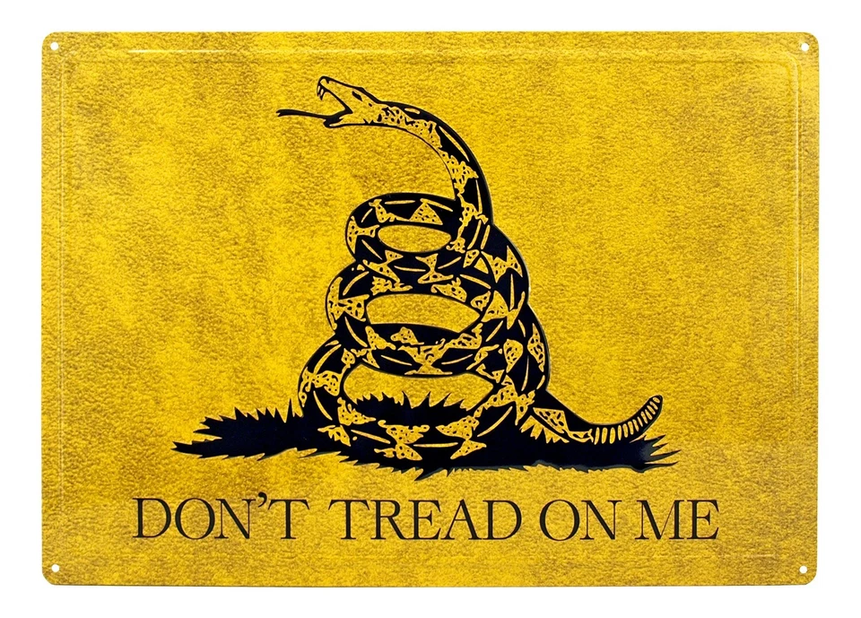 DONT TREAD ON ME GADSDEN'S DEFIANT RATTLESNAKE METAL DECORATIVE SLOGAN SIGN