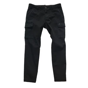 Mason's M Chilie Gabardine Cargo Pants Mens 48 32 Black Slim Fit Cotton Trousers - Picture 1 of 13