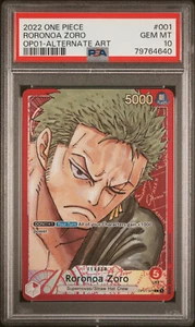 ONE PIECE ROMANCE DAWN OP01-001 RORONOA ZORO ALT ART PSA 10 GEM MINT #79764640 - Picture 1 of 4