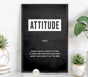Attitude Definition Poster Motivational Inspirational Wall Art Office Decor - Picture 1 of 16